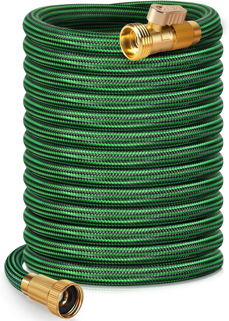 EOOIO Garden Hose 100 ft NON-EXPANDABLE Water Hose, Flexible & Lightweight Kink Resistant Hybrid Hose, Leak-Proof Heavy Duty, Super Durable Fabric with 3/4" Solid Brass Connectors - Image 1